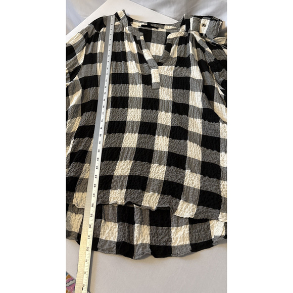 Jane And Delaney Women's Plus 3X Boho Buffalo Plaid Woven Crinkle Flowy Tunic - Picture 9 of 10